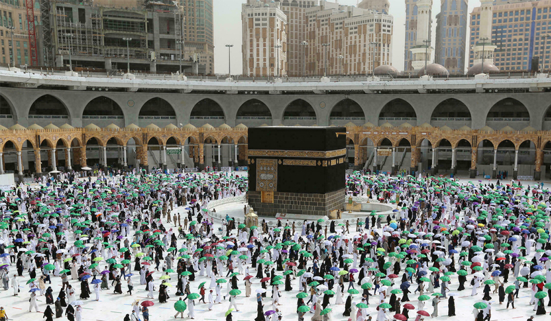 Muslim pilgrims perform Tawaf during the annual Hajj pilgrimage